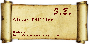 Sitkei Bálint névjegykártya